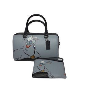 NWT Disney X Coach Rowan Satchel CC156 & Corner Zip Wristlet with Ursula Motif C